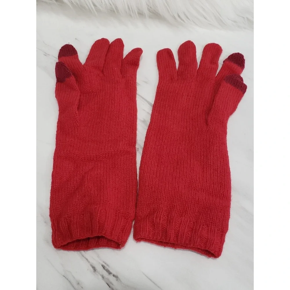 Ralph Lauren Women's Wool Cashmere Blend Gloves Red Cable Knit‎ Grandma Driving